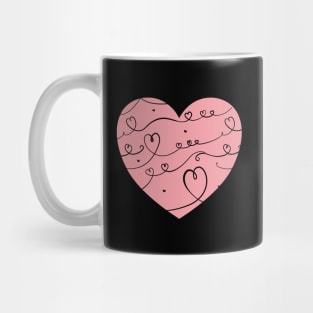 Big cute punk heart with one line art pattern. Mug